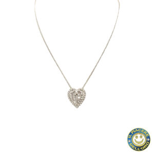 Collana Damiani con ciondolo cuore in oro bianco e diamanti