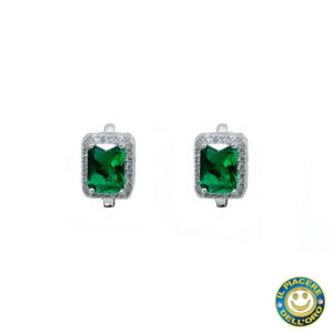 Orecchini Argento Rodiato  con Pietre Verdi