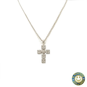 Collana con ciondolo croce e diamanti Bulgari