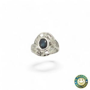 Anello oro bianco diamanti e zaffiro