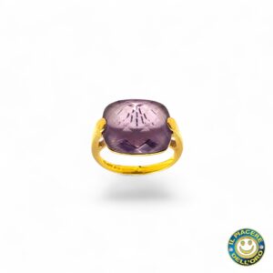 Anello oro giallo con pietra viola