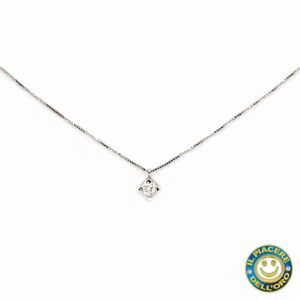 Collana  Oro Bianco Punto Luce con diamante 0,18Ct