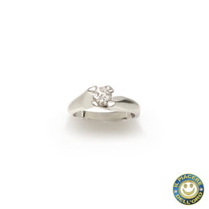 Anello Solitario Oro Bianco con Diamanti