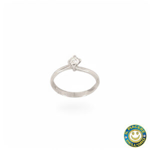 Anello Solitario Oro Bianco con Diamante Ct 0.20