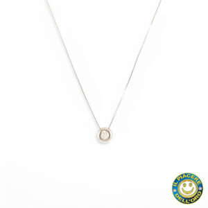 Collana oro bianco  Punto luce cipollina con diamante