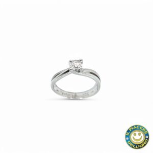 Anello Solitario Oro Bianco con Diamante Ct 0.33