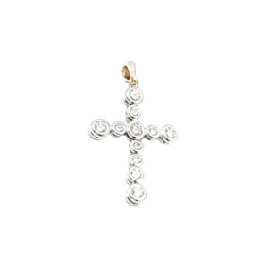 Ciondolo Croce Oro Bianco con Diamanti