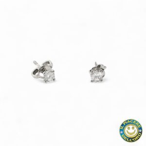 Orecchini Punto Luce Oro Bianco con Diamante 0.16 Ct