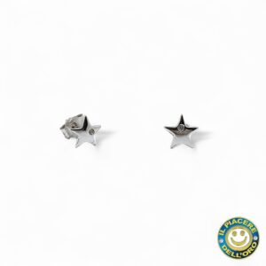 Orecchini Stella Oro Bianco con Zirconi
