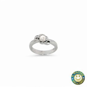 Anello Solitario Oro  Bianco con Diamante  0.42Ct