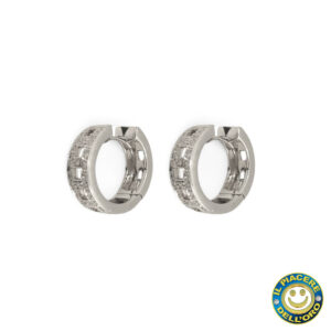 Orecchino Oro Bianco Cerchietto con Diamanti