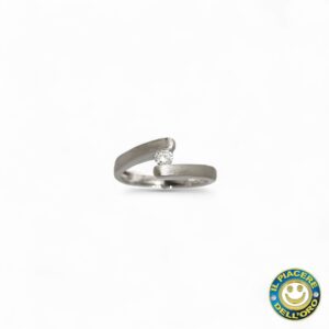 Anello Oro Bianco con Diamante 0,20 Ct