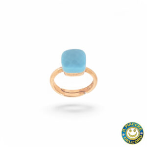 Anello Argento Rodiato  modello Pomellato con Pietra Turchese