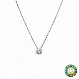 Collana Oro Bianco Punto Luce con Diamante 0.04Ct