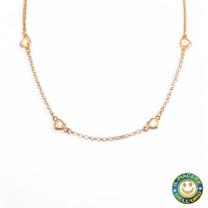 Collana Argento Rosato con Cuoricini di Zirconi