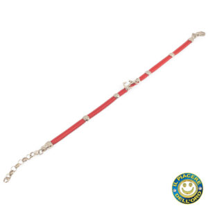 Bracciale Argento  Rodiato con Cordino Rosso