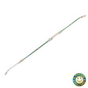 Bracciale Argento  Rodiato con Cordino Verde