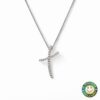 Collana Oro Bianco con Croce di Diamantini