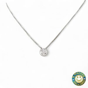 Collana Punto Luce Oro Bianco con Diamante Ct 0.14