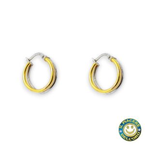 Orecchini oro giallo e bianco cerchietto