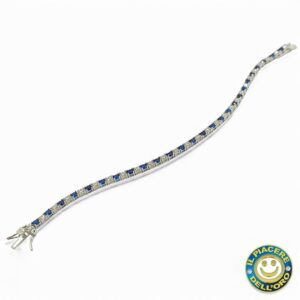 Tennis argento zirconi bianchi e blu