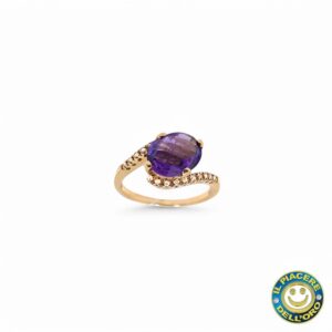 Anello oro Rosa con Pietre Viola e Bianche