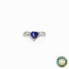 Anello Oro Bianco con Diamanti 0.20 Ct e Zaffiro Sintetico