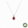Collana Oro Bianco con Ciondolo Pietra Rossa e Bianche