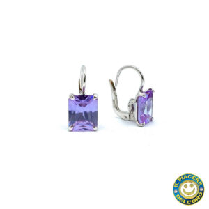 Orecchini Oro Bianco con Pietra Viola