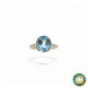 Anello Oro Bianco  con Pietra Azzurra e Diamantini