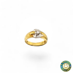 Anello Oro Giallo  e Bianco con Diamante 0.17 Ct