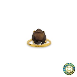Anello Oro Giallo con Pietra Marrone