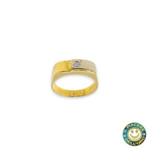 Anello Oro Giallo e Bianco con Diamantino