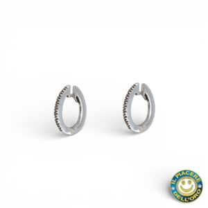 Orecchino Cerchietto Oro Bianco con Diamanti