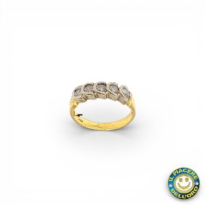Anello Riviera Oro Giallo e Bianco con Diamanti