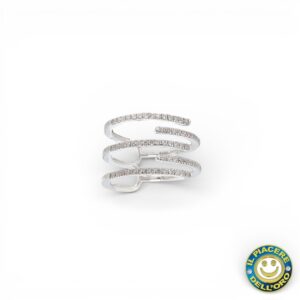 Anello Spirale Oro Bianco con Diamanti