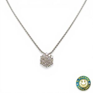 Collana in  Oro Bianco con Ciondolo Pavè