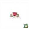 Anello in Argento Rodiato con Zircone Magenta