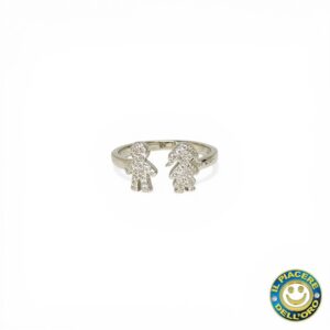 Anello Bimbo e Bimba in Argento Rodiato