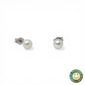 Orecchino Oro Bianco con Perle