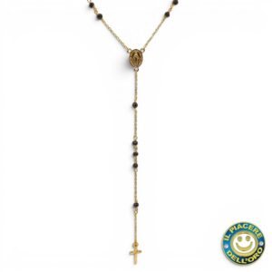 Rosario Oro Giallo con Pietre Nere