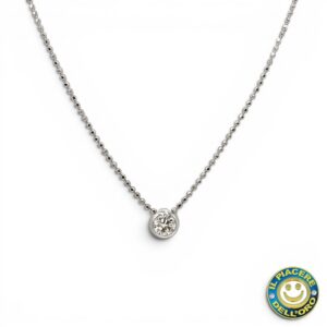 Collana Oro Bianco con Punto Luce  Diamante  Ct 0.80 G SI1