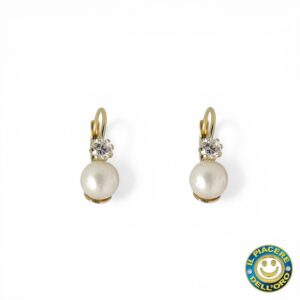 Orecchino Oro Giallo con Perla e Zircone