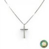 Collana Oro Bianco e Croce  con Pietre Bianche