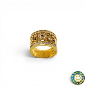 Anello Fascia  Oro Giallo con Pietre