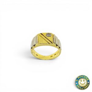 Anello Oro Giallo  e Bianco con Zircone