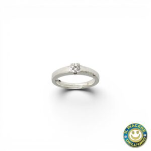 Anello solitario Oro Bianco con Diamante Ct 0.30 G VS