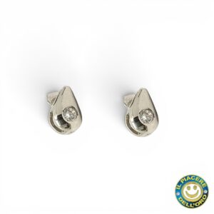 Orecchino Oro Bianco Goccia con Diamantini