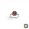 Anello Oro Bianco con Pietra Rossa e Bianche