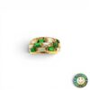 Anello Oro Giallo con Pietre Verde e Bianche